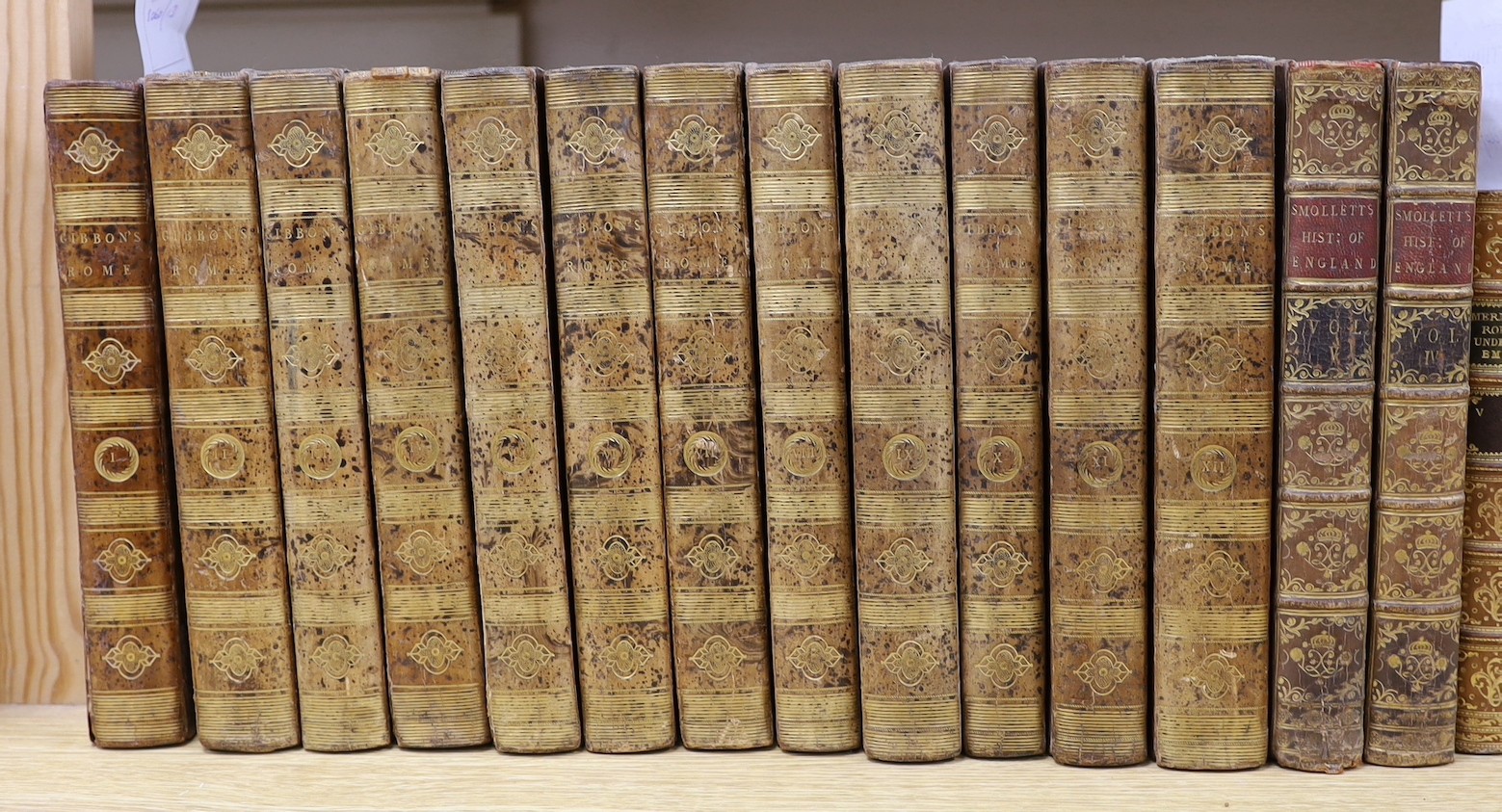 Gibbon, Edward - The Decline and Fall of the Roman Empire, 12 vols. 8vo, burr calf, Vernor, Hood & Sharpe et al, London,1806